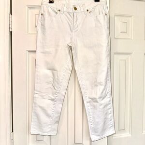 Tory Burch cropped straight leg jeans, white size 28